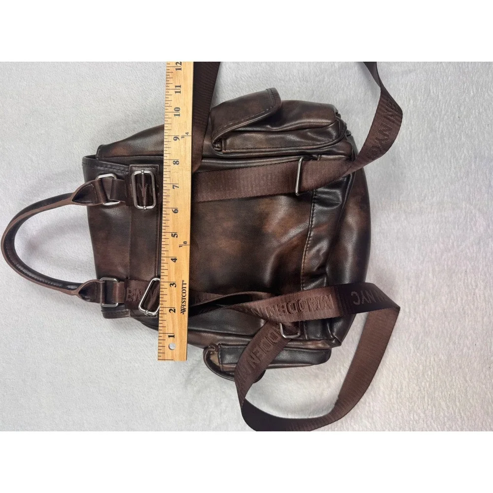Madden NYC Brown Distressed Faux Leather Mini Backpack MNY-771